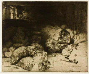 Il venditore di stracci addormentato