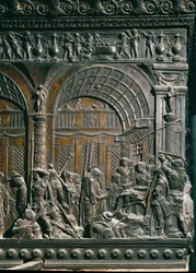 Cristo davanti a Ponzio Pilato. (dettaglio) Bassorilievo del pulpito sinistro, c.1460 circa
