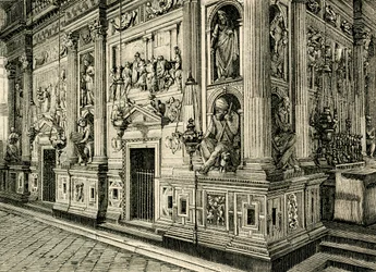 Schermo di marmo della Santa Casa, progettato da Donato Bramante, Santuario della Santa Casa, Loreto, Marche, Italia