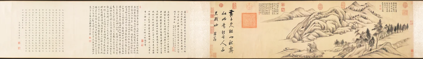 Fiume e Montagne in un Chiaro Giorno d