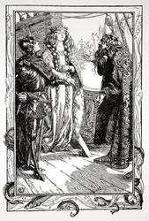 Re Anguish dà Isolt a Sir Tristram
