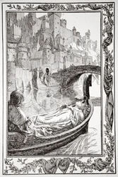 La chiatta scivolava lungo il fiume