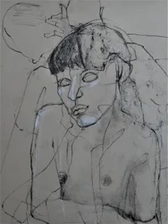 Figura nuda in carboncino