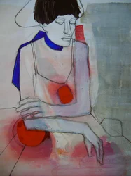 Donna contemplativa in rosso