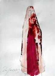 Figura avvolta in un drappo cremisi