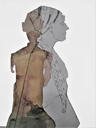Donna astratta dai toni terrosi