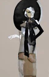 Elegante donna con cappello nero