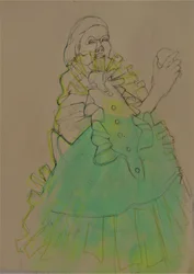 Schizzo di una donna elegante in verde