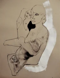 Schizzo di una donna pensierosa