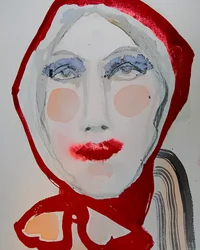 Ritratto di una donna con cappuccio rosso