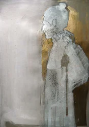 Figura astratta e serena in oro