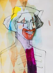 Ritratto di un clown stravagante