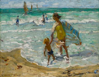 Una giornata di vento in riva al mare (olio su tela)