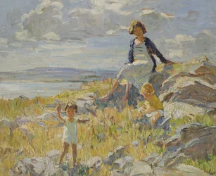 Una giornata al mare (olio su tavola)