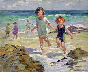 Bambini che remano (olio su tela)