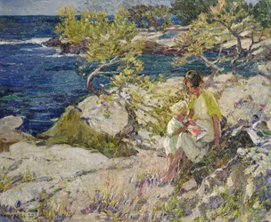 Sulle rocce (olio su tela)