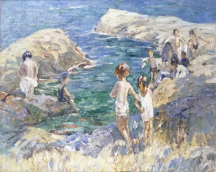 Sulle rocce (olio su tela)