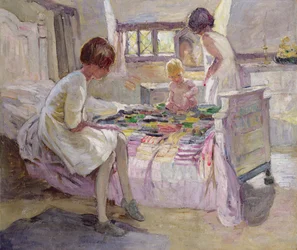 La trapunta patchwork (olio su tela)