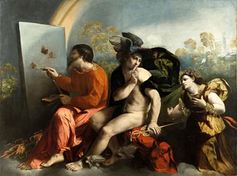 Giove, Mercurio e la Virtù Giove dipinge farfalle
