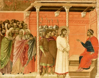 Cristo davanti a Pilato, dettaglio di piastrella da Episodi della Passione e Resurrezione di Cristo, retro della Maestà dell