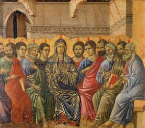 Pentecoste (dettaglio) da Episodi della Passione e Resurrezione di Cristo, retro della Maestà di Duccio