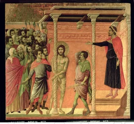 La Flagellazione, dalla pala di Maesta, 1308-11 circa (tempera su tavola).