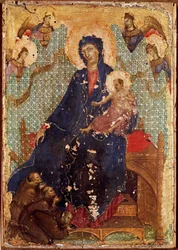 La Madonna dei Francescani o «Madonna col Bambino, monaci francescani e angeli», Duccio di Buoninsegna (1255-1318/9), 1300, 23,5 x 16 cm, Siena, Pinacoteca Nazionale