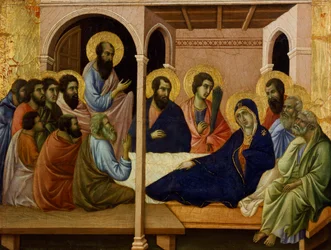 La Vergine che si congeda dagli apostoli (dettaglio dalla Maestà di Duccio)