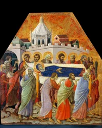 Il funerale della Vergine, San Giovanni con la palma apre la strada