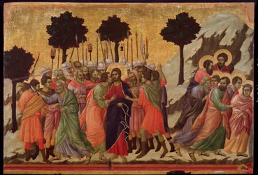Il bacio di Giuda e la cattura di Gesù. Pala della Maestà