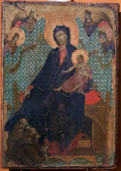 Vergine e bambino con tre monaci francescani