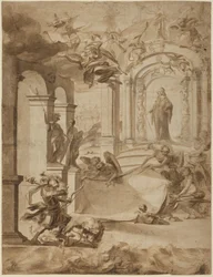 Allegoria in onore di un gentiluomo, terzo quarto del XVII secolo (penna e inchiostro)
