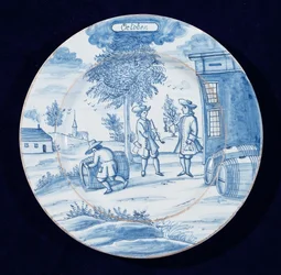 Piatto di Delft raffigurante il mese di ottobre