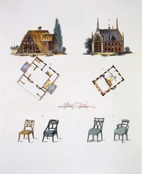 Decorazioni da giardino, da Magazine of Garden Gems di G. van Laar, pubblicato nel 1802