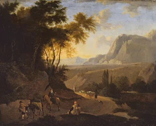 Paesaggio montano con figure