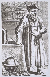 Ritratto di William Postel (1510-81), dal suo De Universitate, Leida, 1643, illustrato in Storia della Magia, pubblicato alla fine del XIX secolo