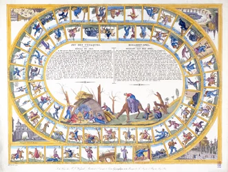 Il gioco dei cosacchi con illustrazioni di diversi tipi di soldati russi, c.1815-16