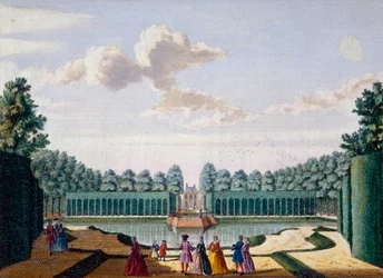 Il sentiero accanto allo stagno verso la casa, Meerestein, da Het Zeganpralent Kennemerlant di Hendrick de Leth e Matthias Brouerius Van Nidek, pubblicato c.1700-1730
