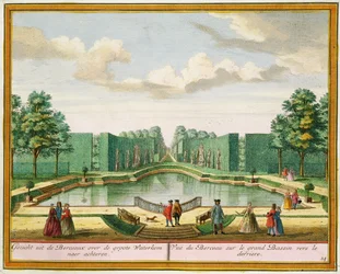 Vista dal pergolato sul grande lago, da Het Zeganplant Kennemerlant, di Hendrick de Leth e Matthias Brouerius Van Nidek, pubblicato c.1700-1730