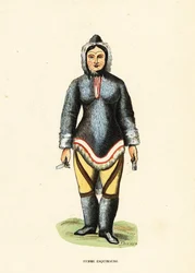 Donna Inuit con tatuaggi facciali, Fiume Mackenzie, Yukon, Canada
