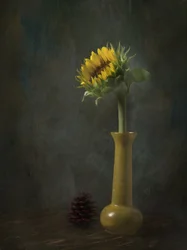 Natura morta rustica con girasoli