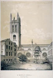 Vista sud-est della Chiesa di San Michele, Cornhill, Città di Londra, 1840