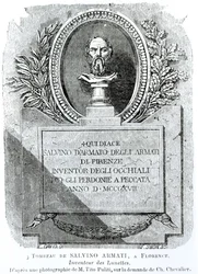 La tomba di Salvino Armati (m. 1317), incisa da F. Simon, frontespizio da „Hygiene de la Vue“ di Arthur Chevalier (1830-72), 1861