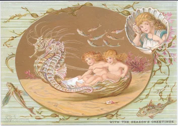 Una cartolina di Natale vittoriana di due bambini d