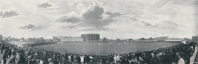 Partita di cricket tra Surrey e Australiani al Kennington Oval, c1896