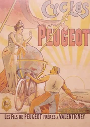 Poster pubblicitario per biciclette Peugeot, fine XIX-inizio XX secolo