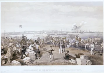 Sbarco della Spedizione a Kertch a Kamish Bournou, 1855