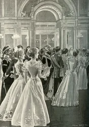 La ricezione di stato a Buckingham Palace: ingresso del Principe e della Principessa di Galles, c1897