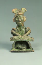 Figura di un Pescivendolo, Artefatto di Tomba, Dinastia Han Orientale, 25-220