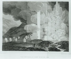 Il grande geyser di Strokkr, Islanda, da Iceland: or, The Journal of a Residence in That Island di Ebenezer Henderson, pubblicato 1819